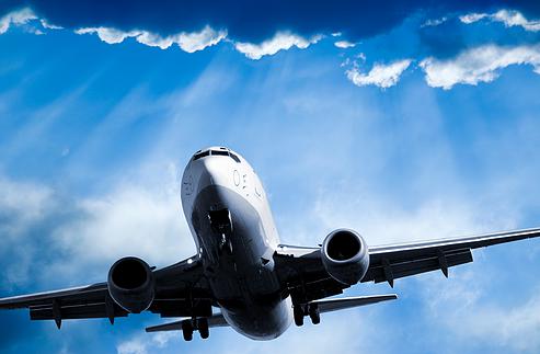 Airliner landing in stormy weather